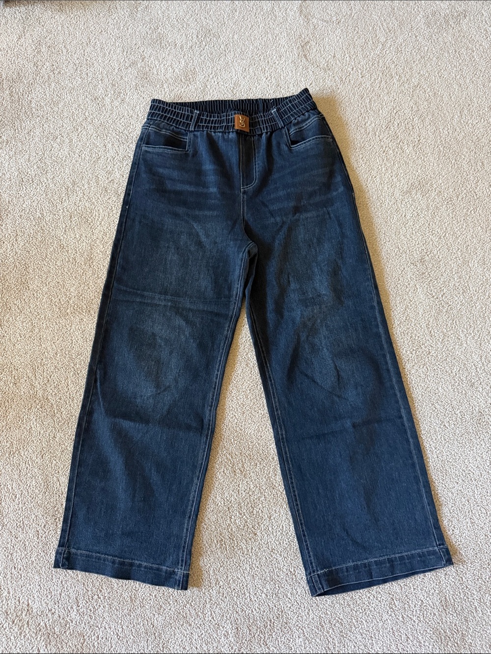 Dark Blue Elastic-Waist Jeans NWOT